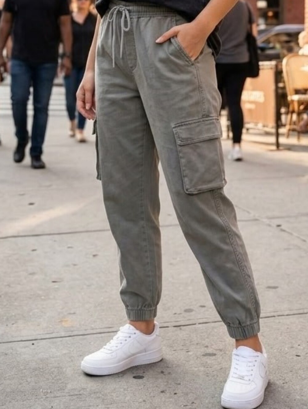 Forever 21 Cargo Jogger Pants Women’s M Sage Green High Rise Pull On